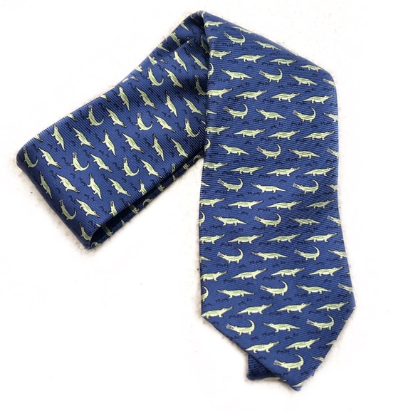 Tommy Hilfiger Other - Tommy Hilfiger 100% Silk Alligator Gator Tie Blue Green Florida UF